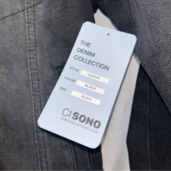 Ci Sono Denim Jacket Raw Hem Button Front Black Faded Cropped Jean Jacket - Picture 4 of 5